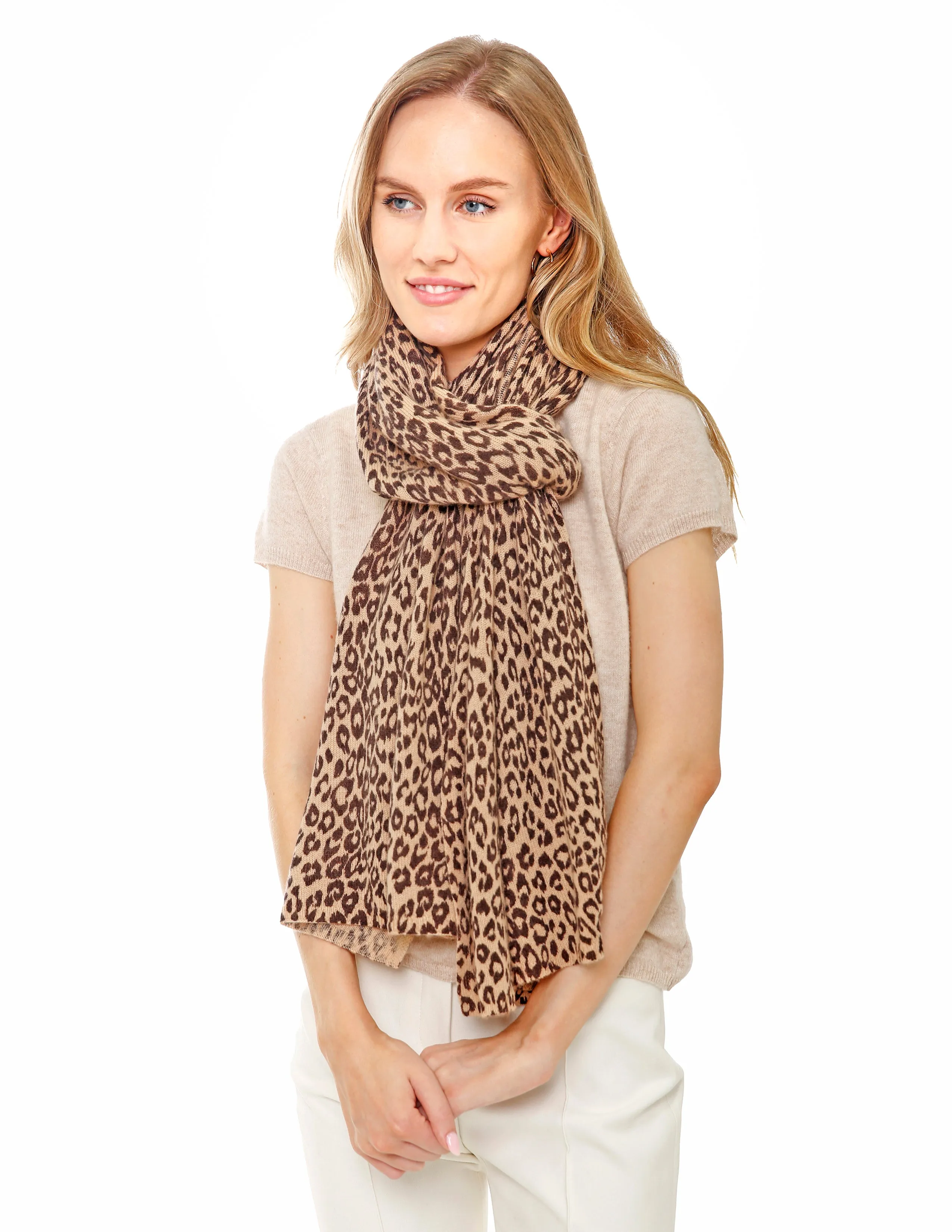 100% Cashmere Animal Print Scarf