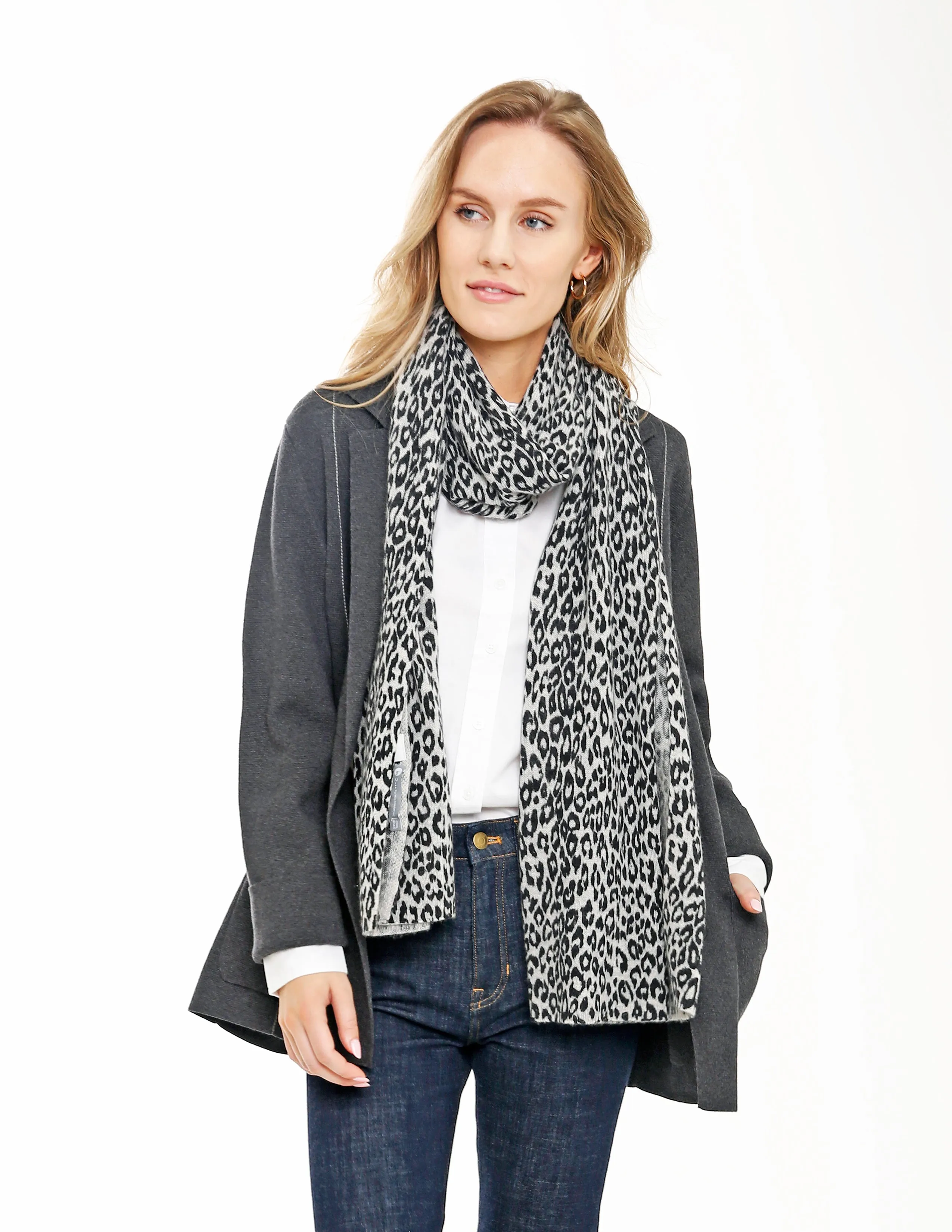 100% Cashmere Animal Print Scarf