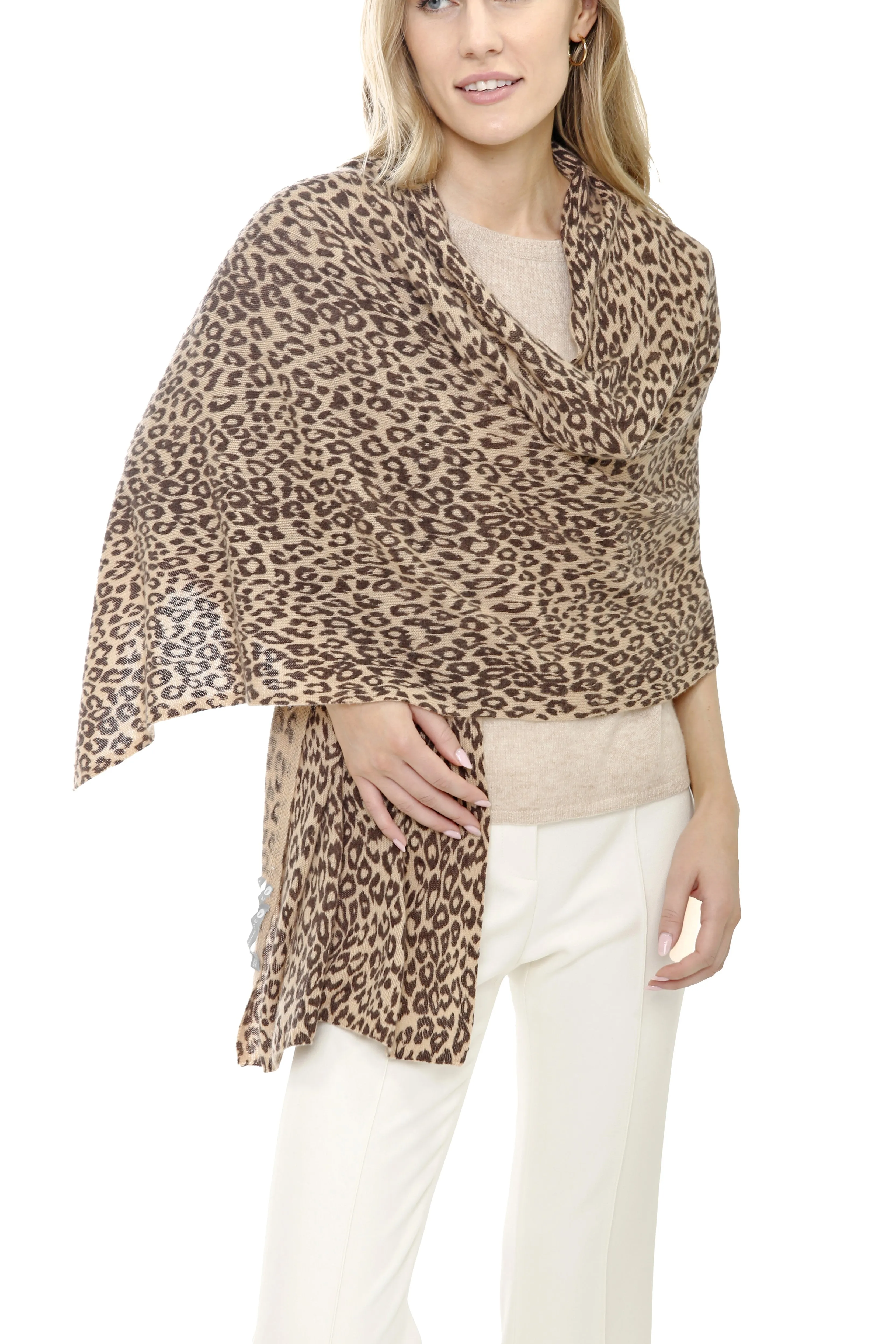 100% Cashmere Animal Print Scarf