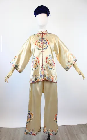 1930s CHINESE silk jacket and LOUNGE pants set small | new fall