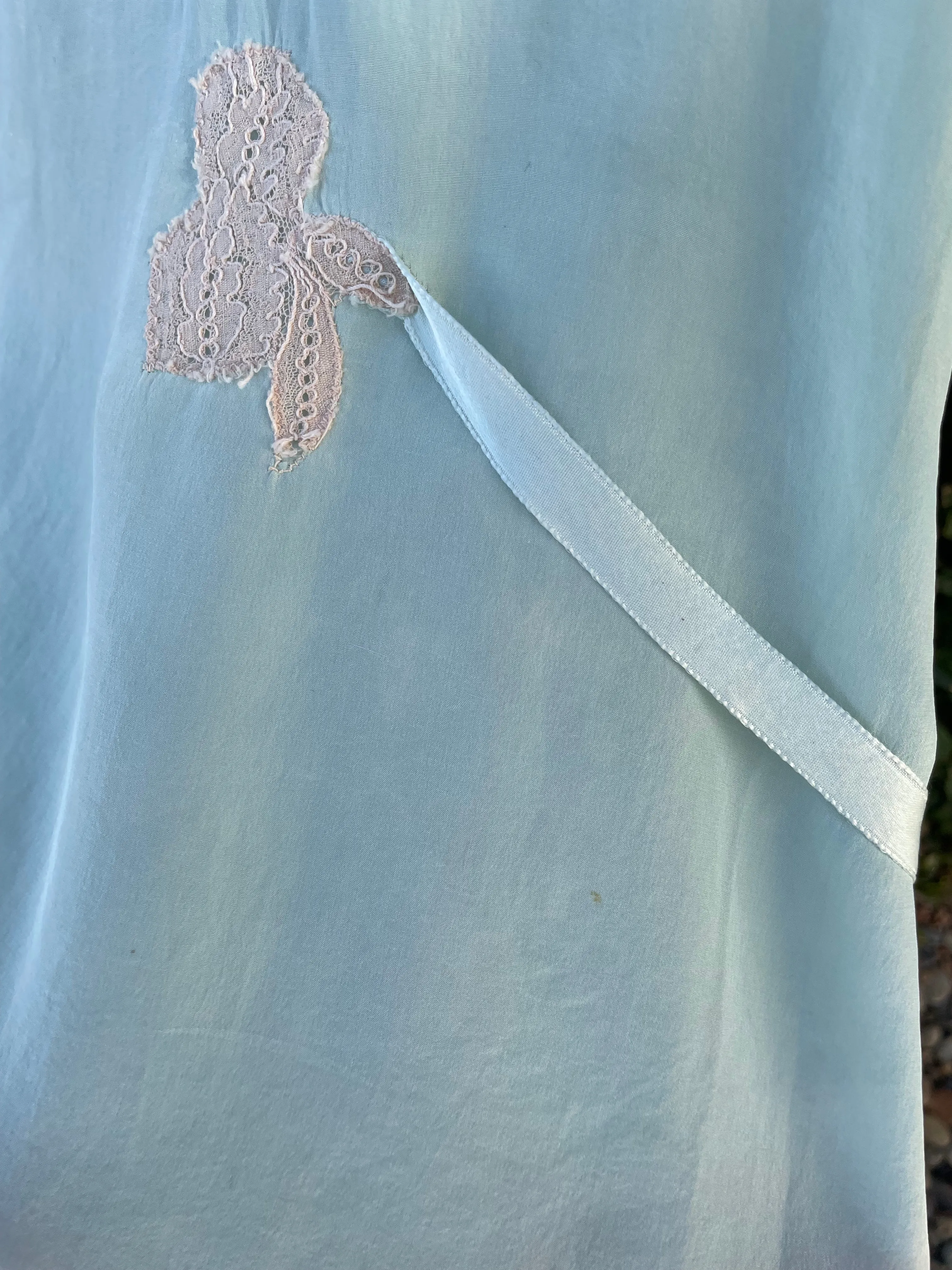1930s Mint Silk Inset Lace Tie Waist Lounge Blouse