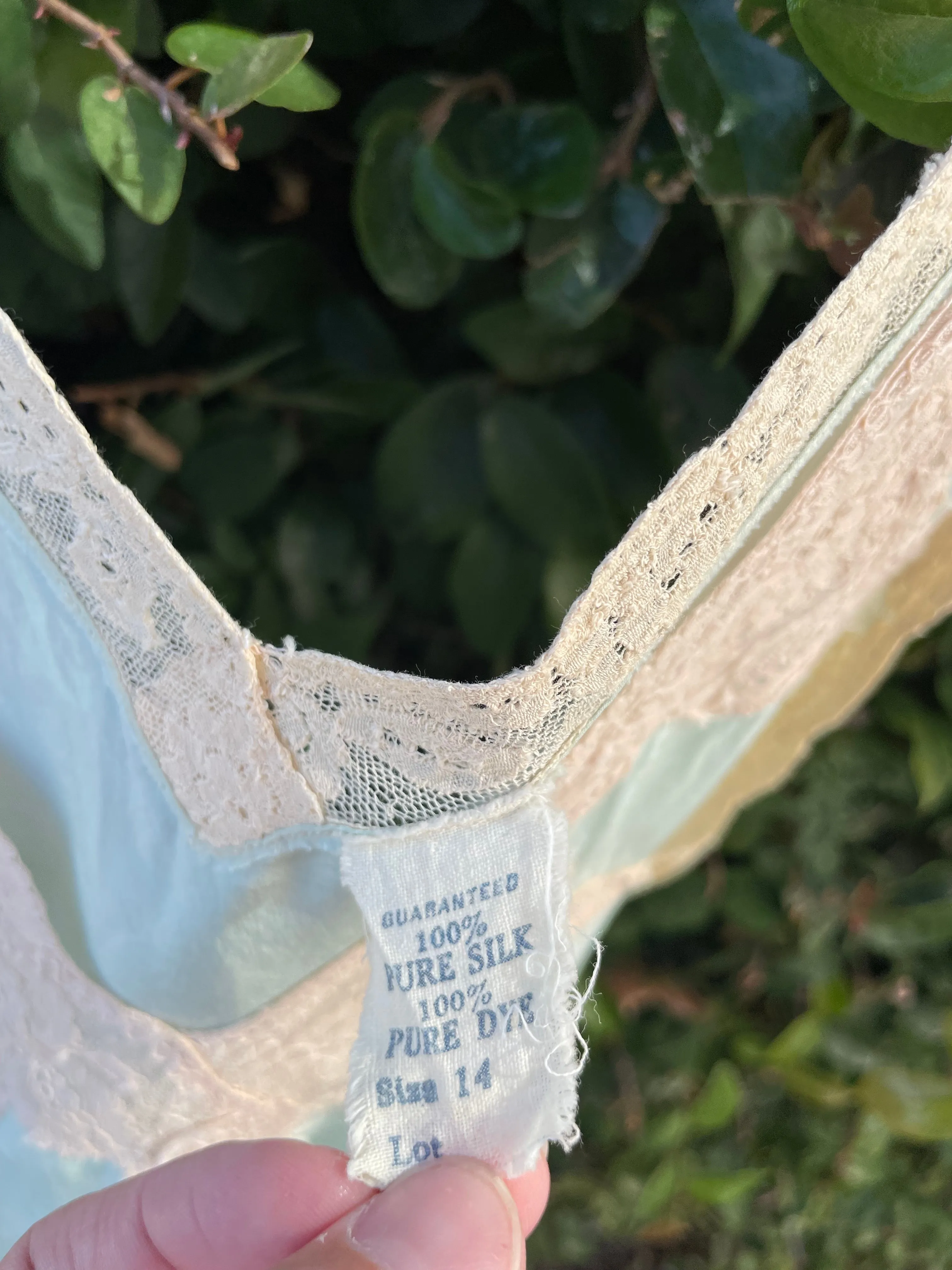 1930s Mint Silk Inset Lace Tie Waist Lounge Blouse