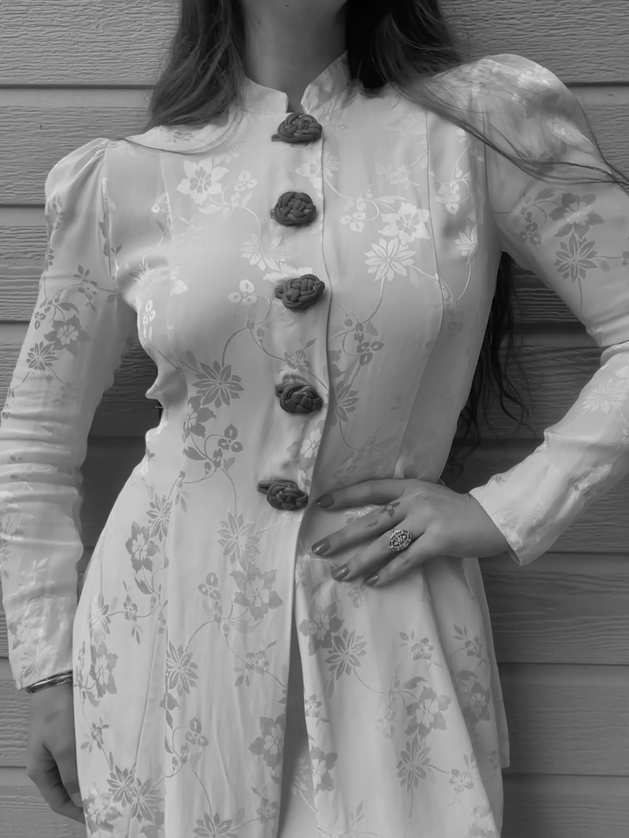 1940s Holiday Silk Brocade Hostess Pajamas