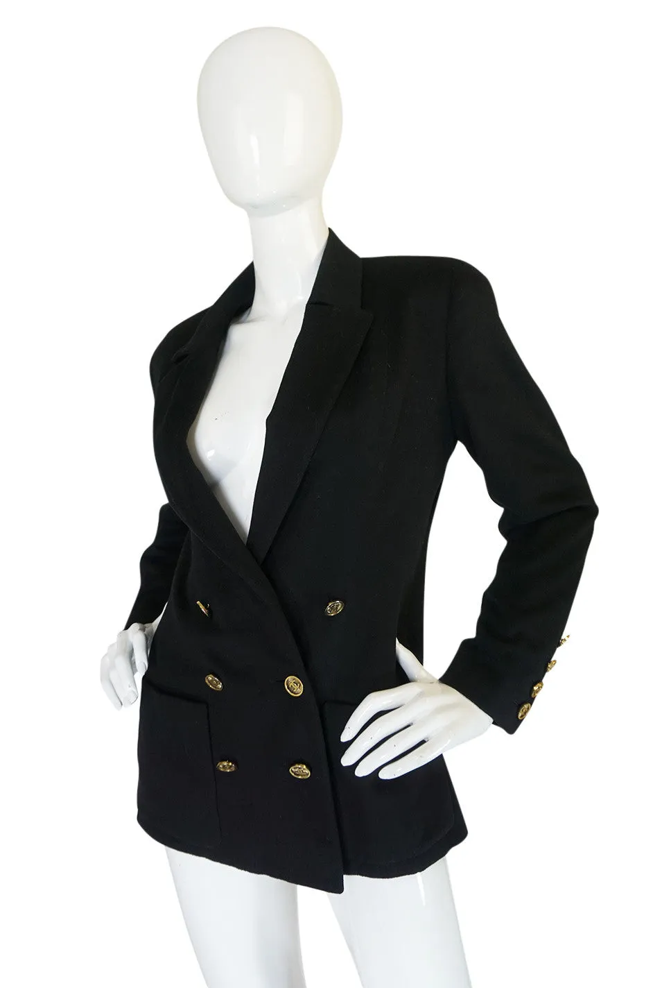 1980s Chanel Cashmere w 14 Chanel Gold Buttons Jacket