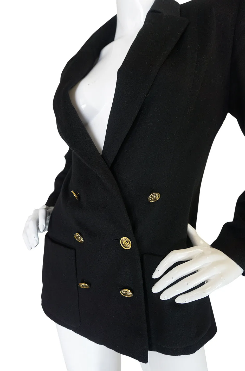 1980s Chanel Cashmere w 14 Chanel Gold Buttons Jacket