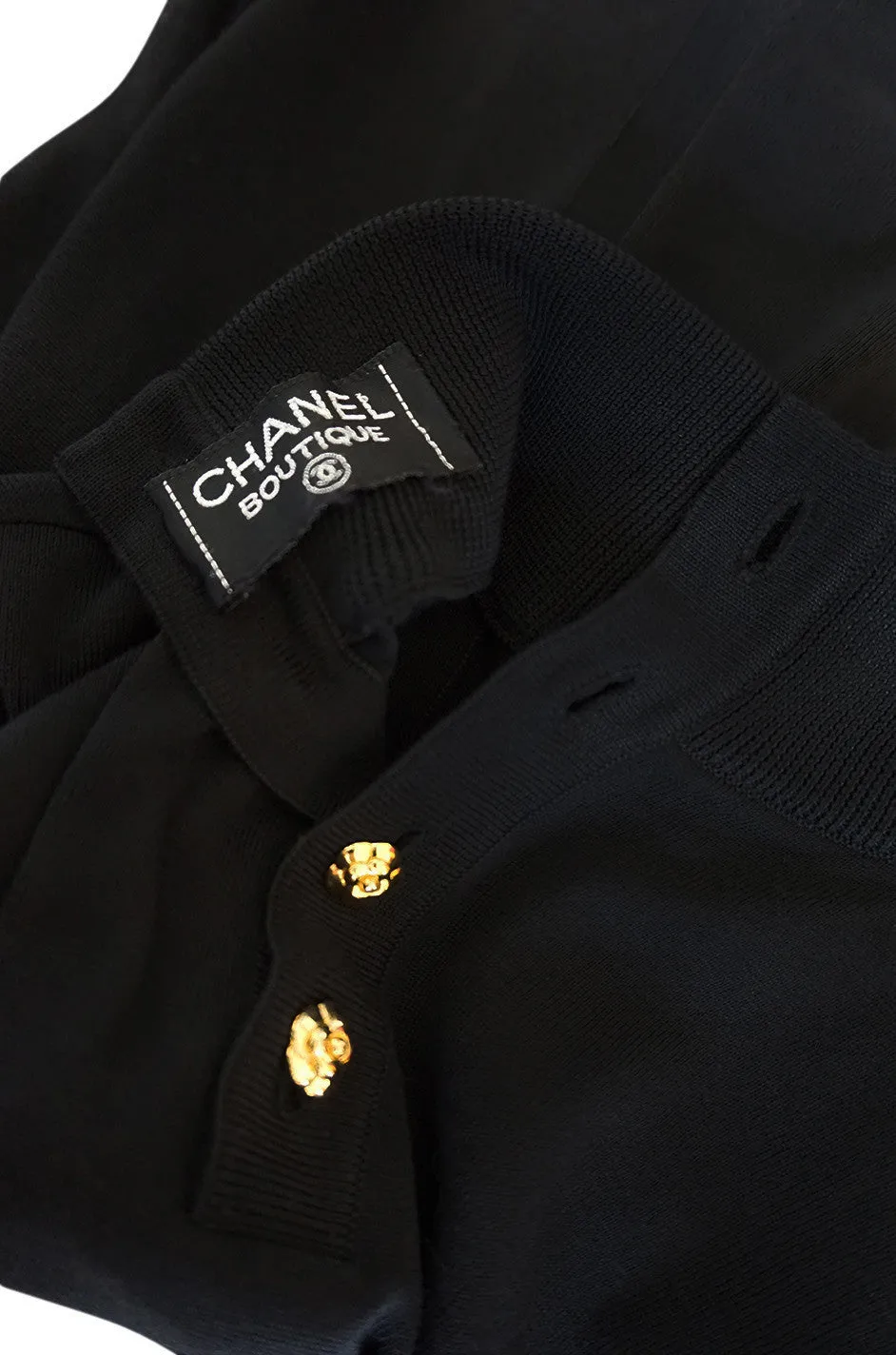 1990s Black Cashmere & Silk Knit Chanel Shell Top