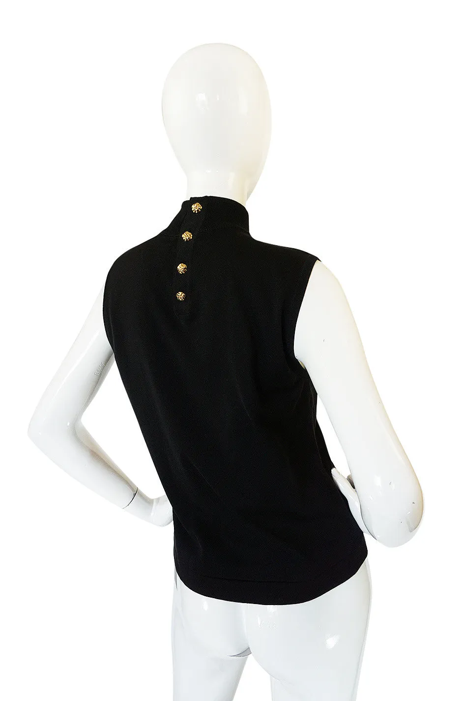 1990s Black Cashmere & Silk Knit Chanel Shell Top