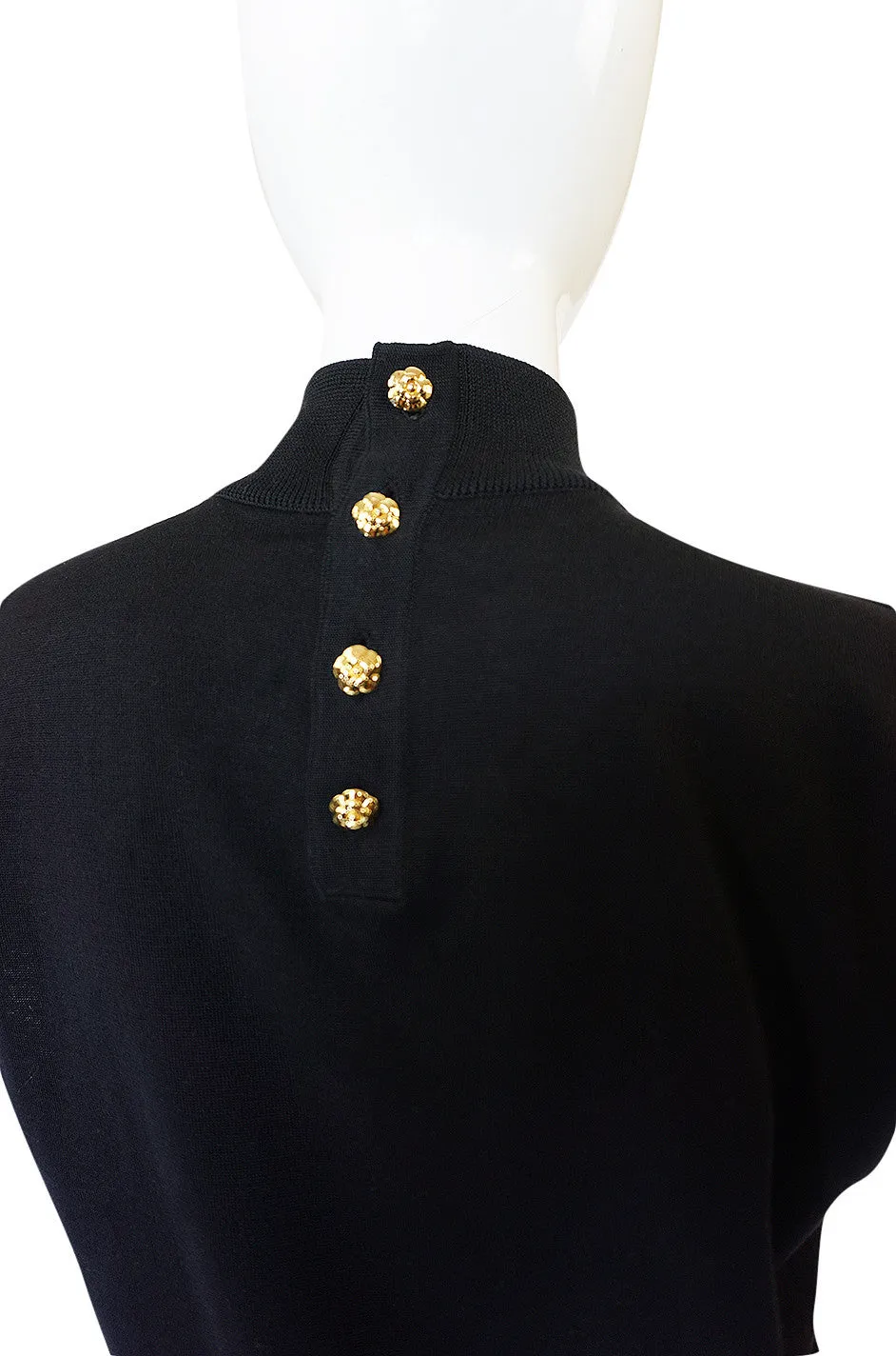 1990s Black Cashmere & Silk Knit Chanel Shell Top