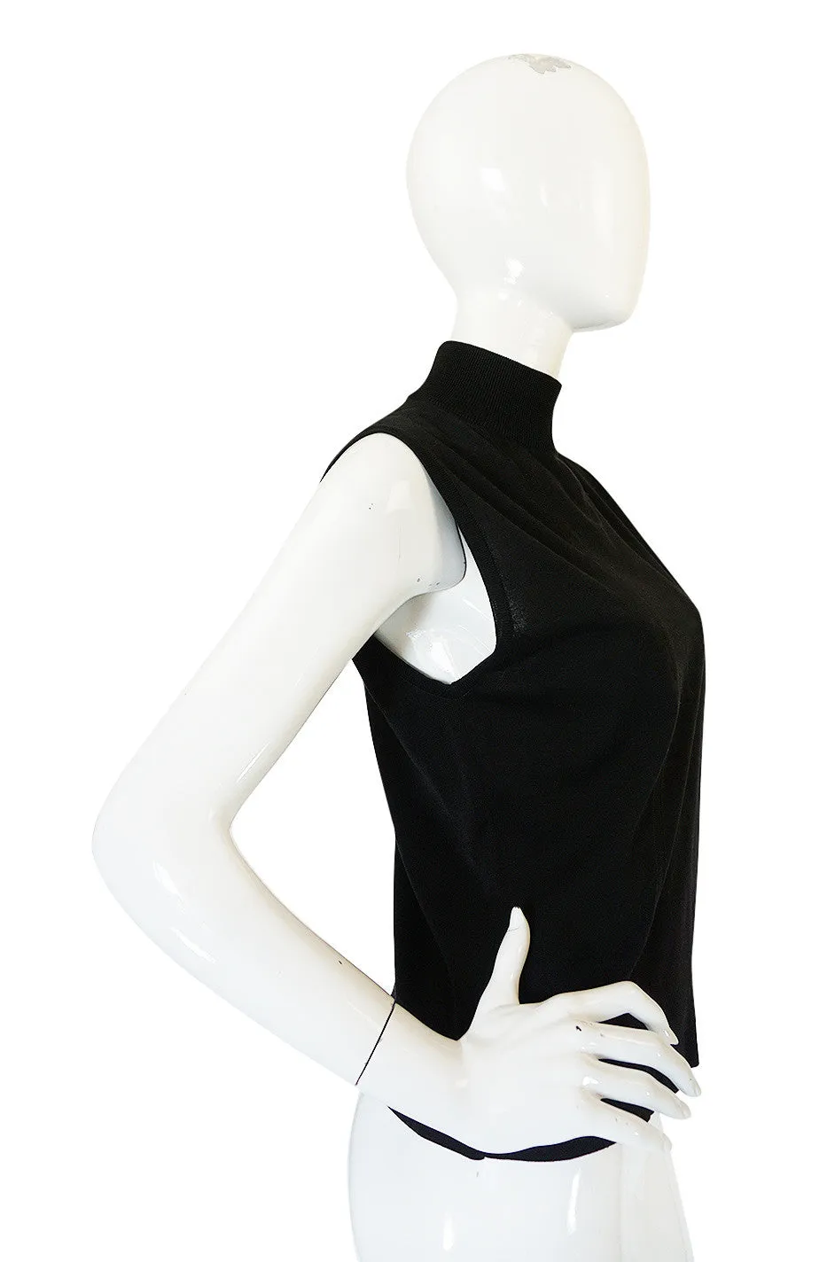1990s Black Cashmere & Silk Knit Chanel Shell Top