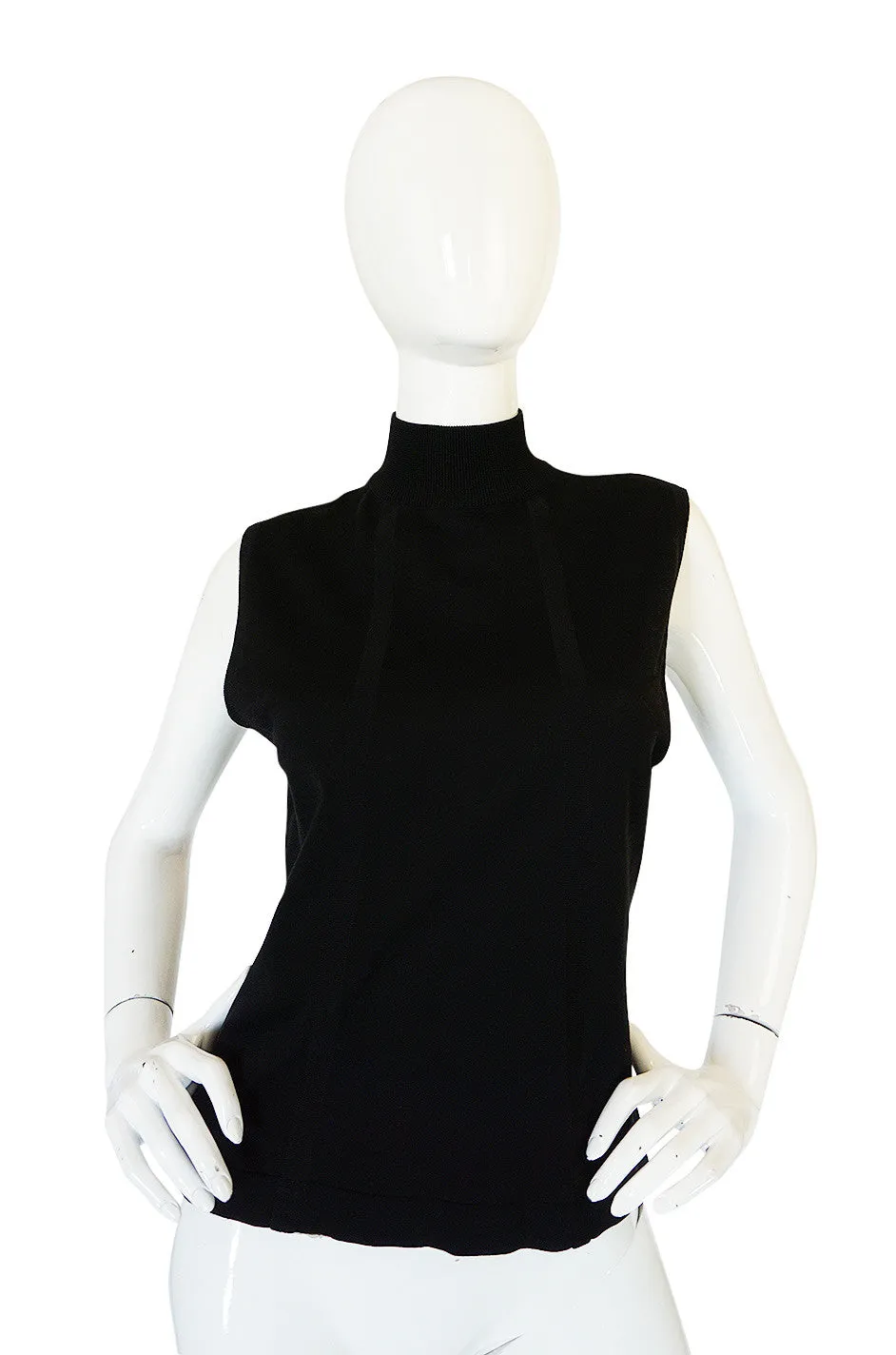 1990s Black Cashmere & Silk Knit Chanel Shell Top