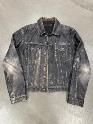 2000s Roberto Cavalli faded distressed leather jacket