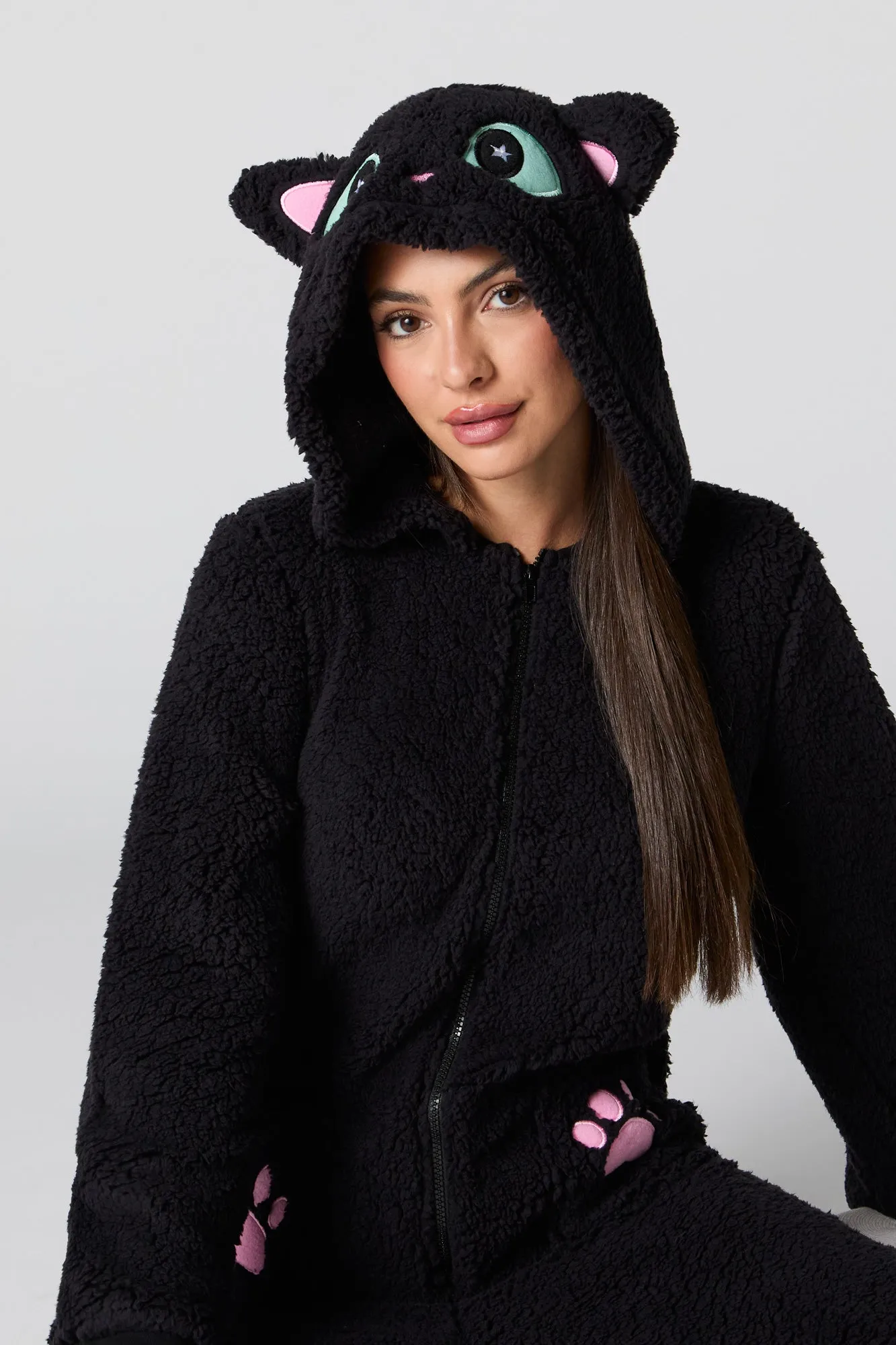 3D Cat Sherpa Onesie