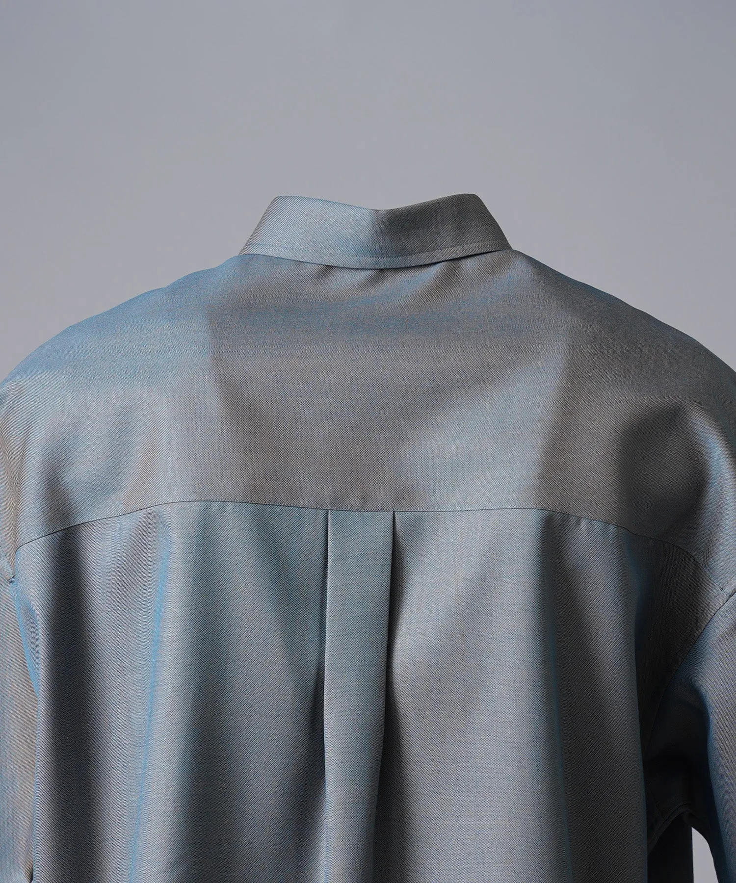 4 Colors Chambray Washable Wool Prime-Over Regular Collar Short Sleeve Shirt
