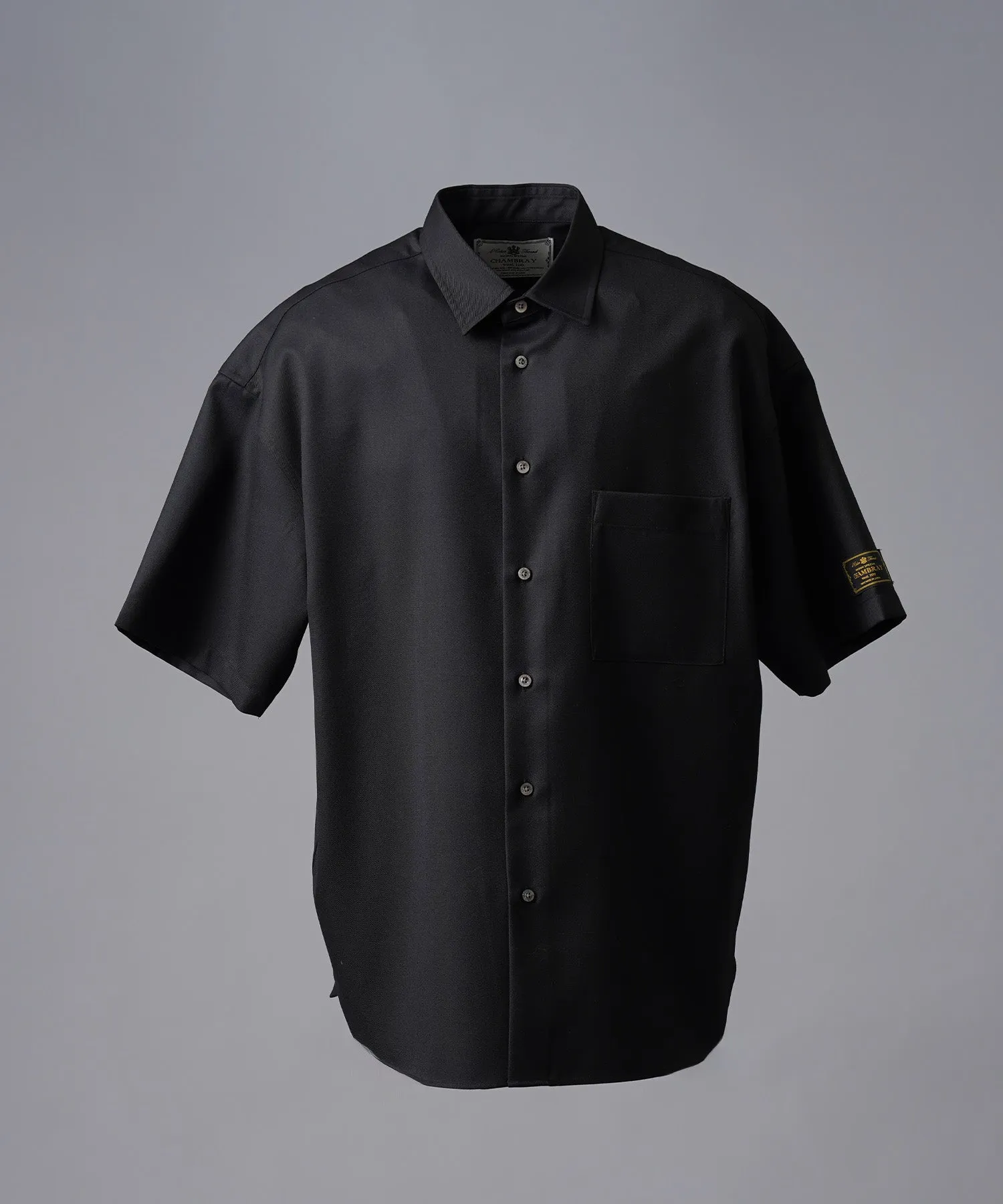 4 Colors Chambray Washable Wool Prime-Over Regular Collar Short Sleeve Shirt