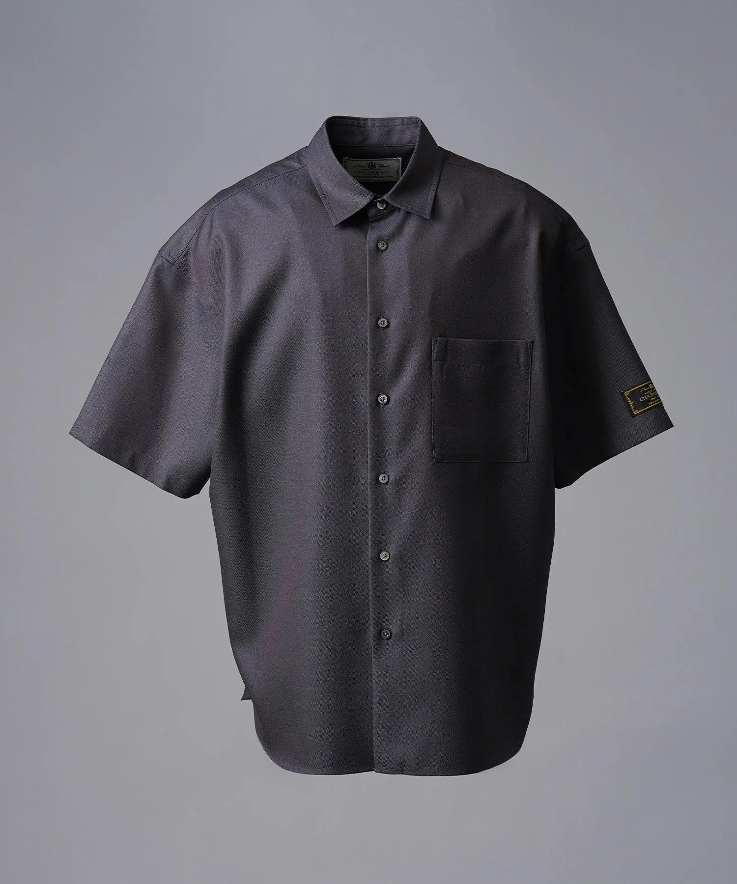 4 Colors Chambray Washable Wool Prime-Over Regular Collar Short Sleeve Shirt