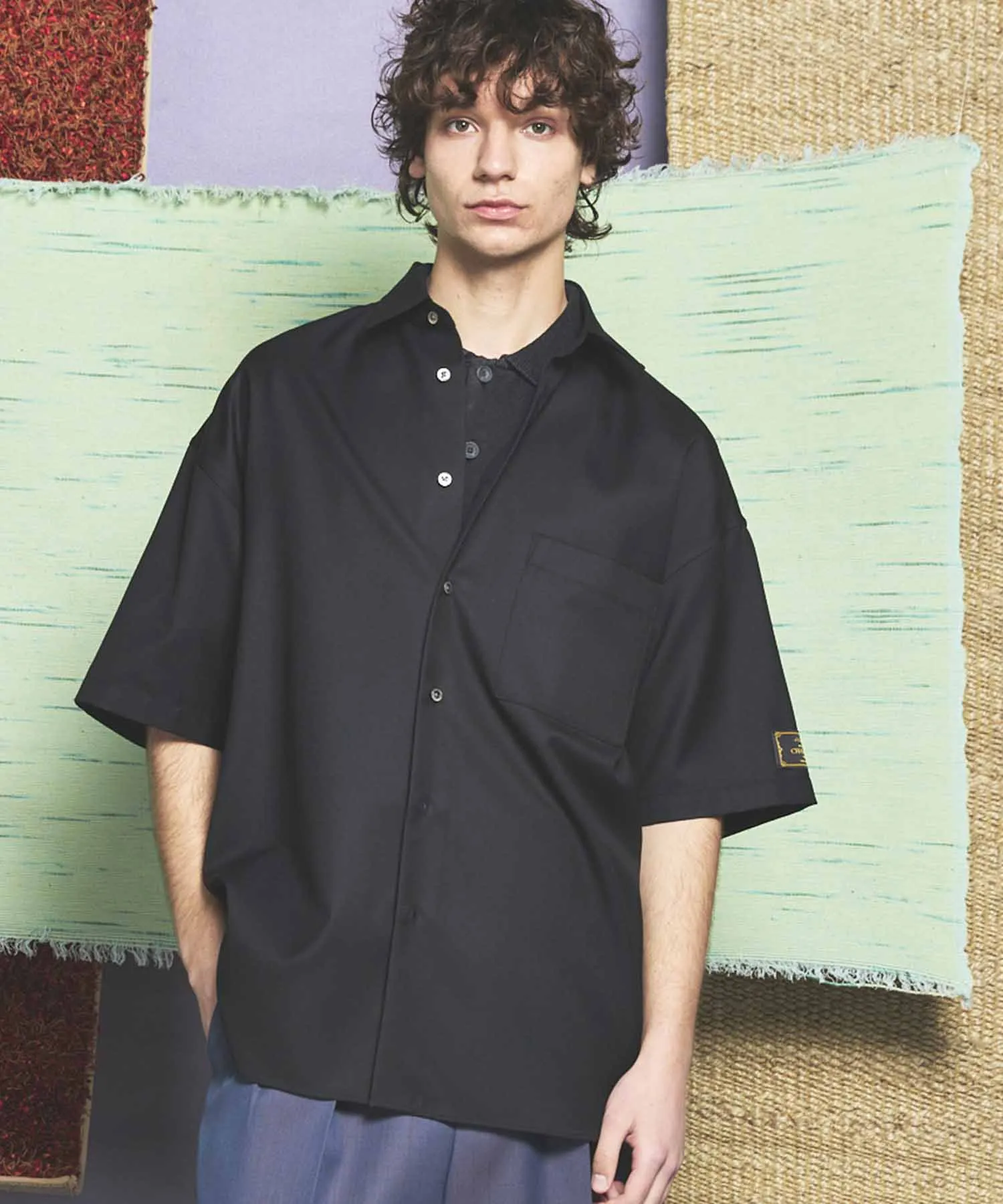 4 Colors Chambray Washable Wool Prime-Over Regular Collar Short Sleeve Shirt