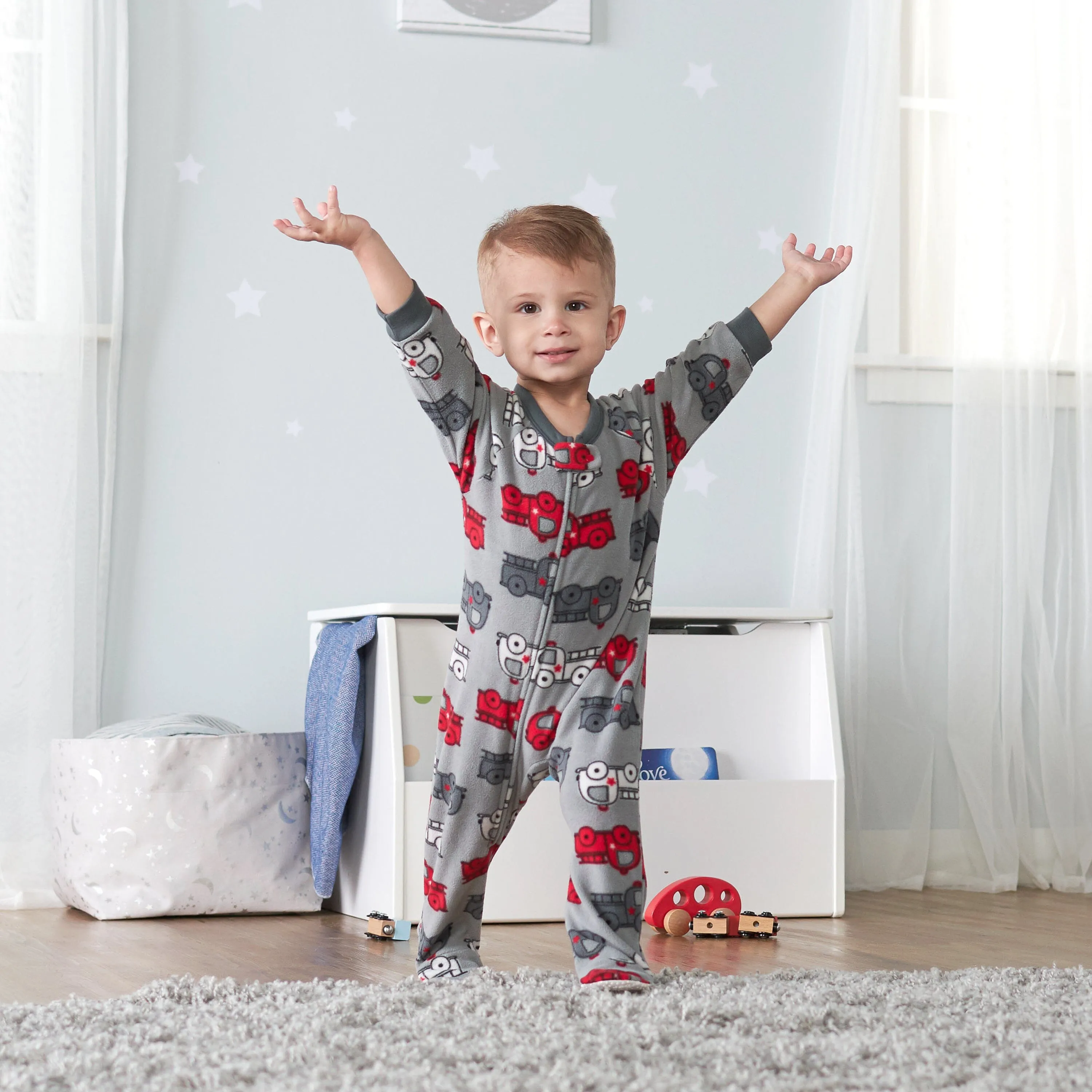 4-Pack Baby & Toddler Boys Fire Trucks & Plaid Fleece Pajamas