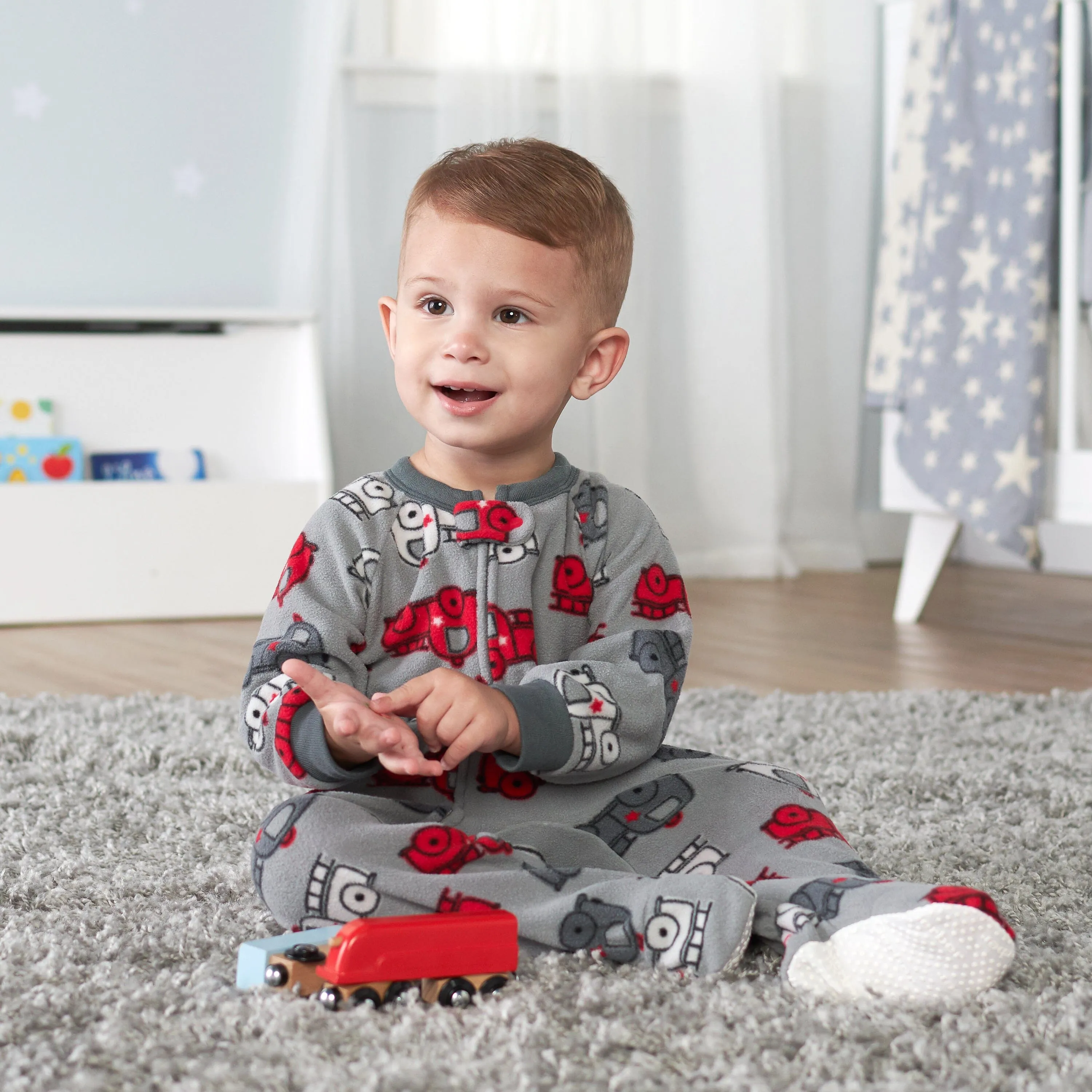 4-Pack Baby & Toddler Boys Fire Trucks & Plaid Fleece Pajamas