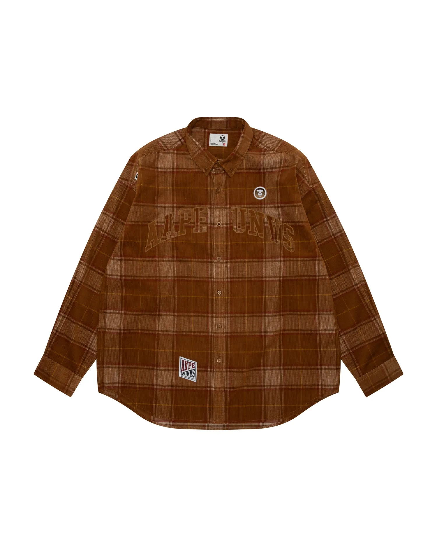 AAPE UNVS moonface logo check long sleeve shirt