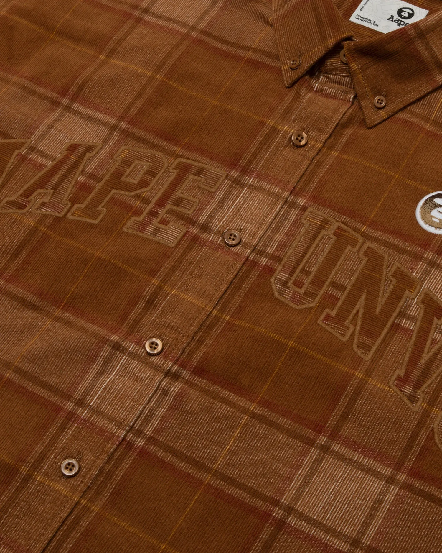 AAPE UNVS moonface logo check long sleeve shirt