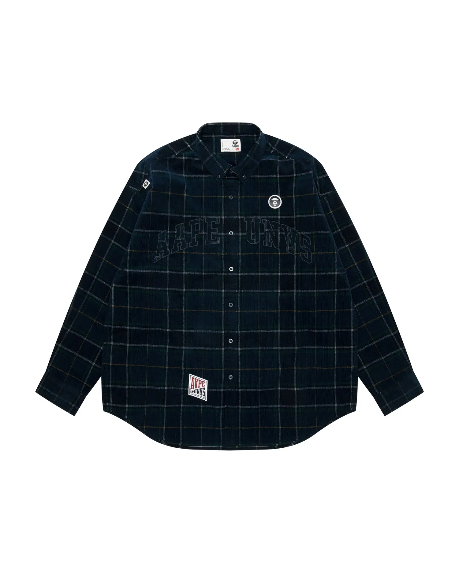 AAPE UNVS moonface logo check long sleeve shirt