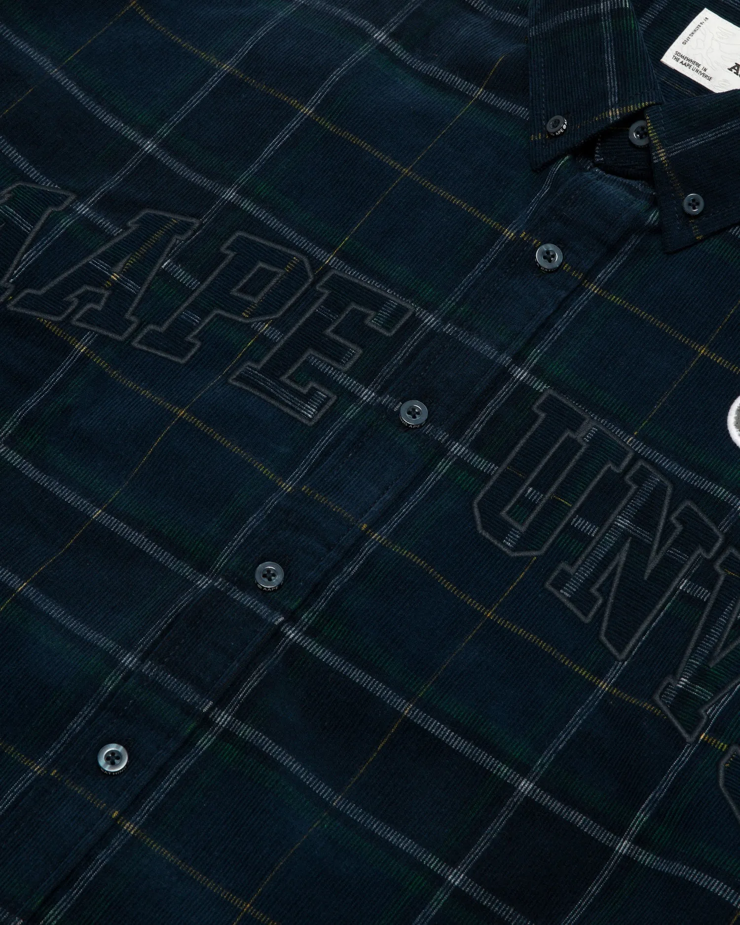 AAPE UNVS moonface logo check long sleeve shirt
