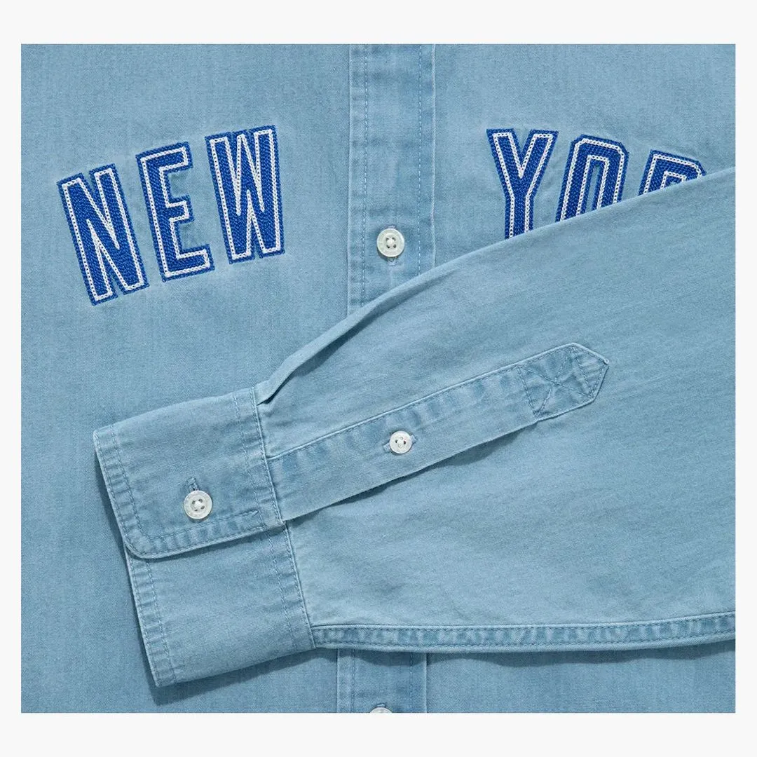 Aime Leon Dore X New York Mets Chambray Shirt Light Wash