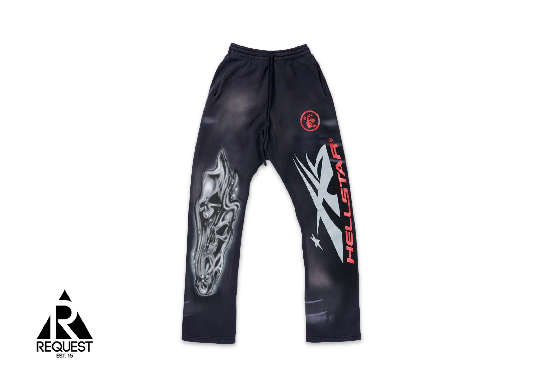 Airbrushed Skull Flare Sweatpants "Black"