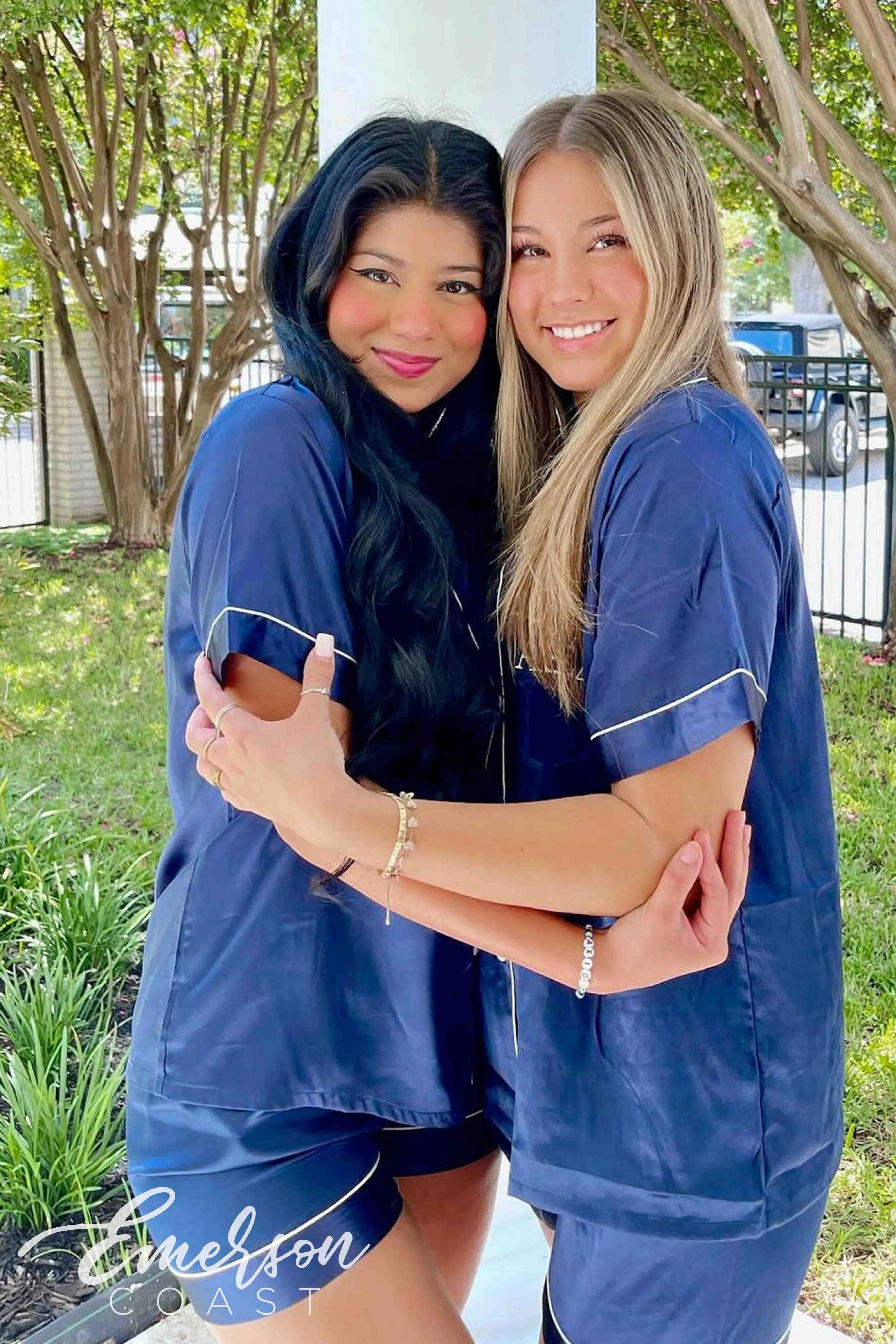 Alpha Xi Delta Navy Silk Pjs