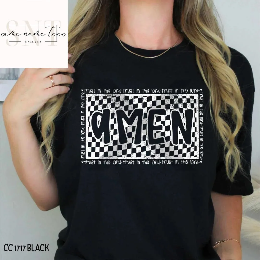 Amen white checkered