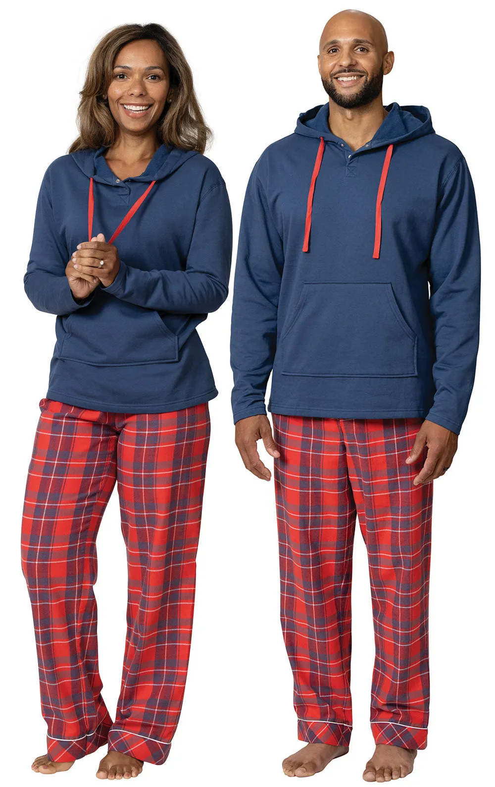 Americana Plaid Hoodie Pajamas - Couples