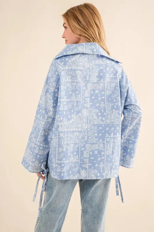 And The Why Bandana Pattern Lace Up Detailed Windbreaker