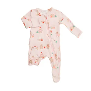 Angel Dear Pink Gingerbread Ruffle Front Footie with Zipper