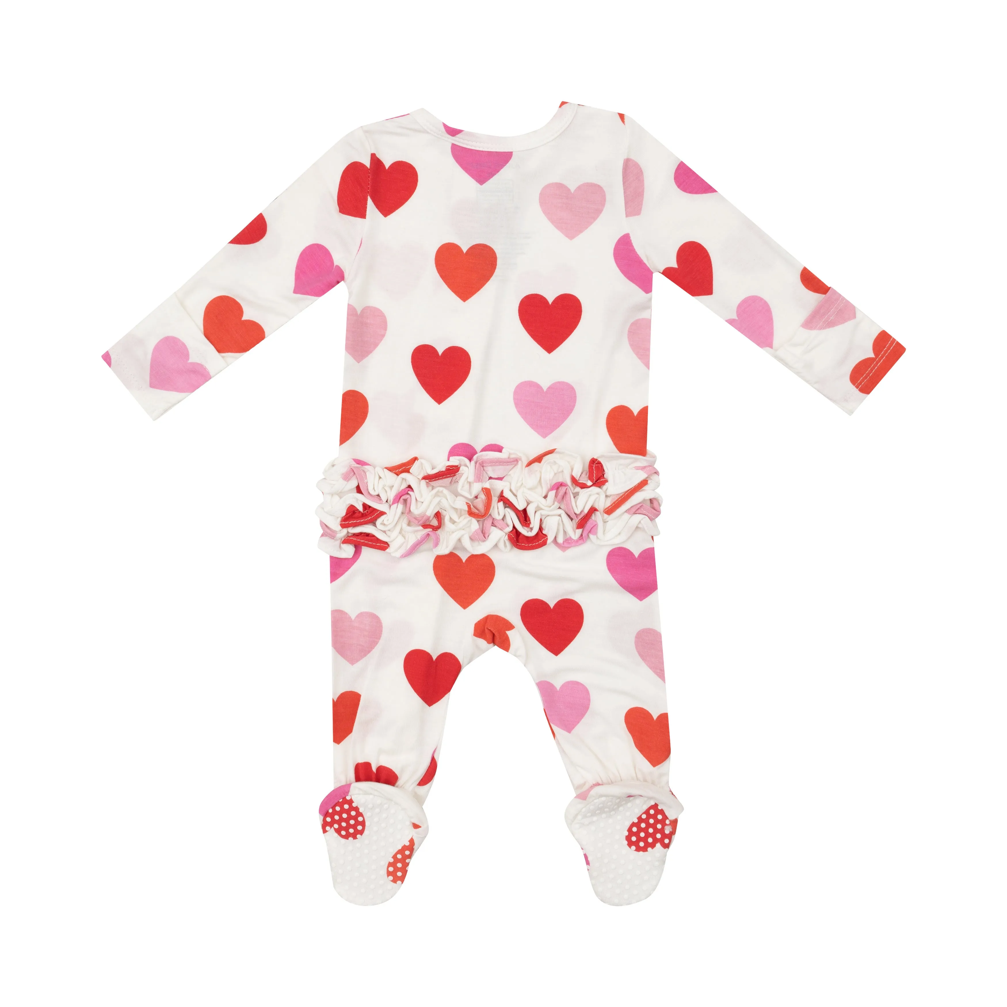 Angel Dear Valentine's Day Hearts 2 Way Ruffle Back Zipper Footie