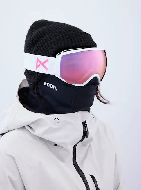 Anon WM1 Goggles & MFI Face Mask & Spare Lens Low Bridge Fit White/ Perceive Cloudy Pink Lens