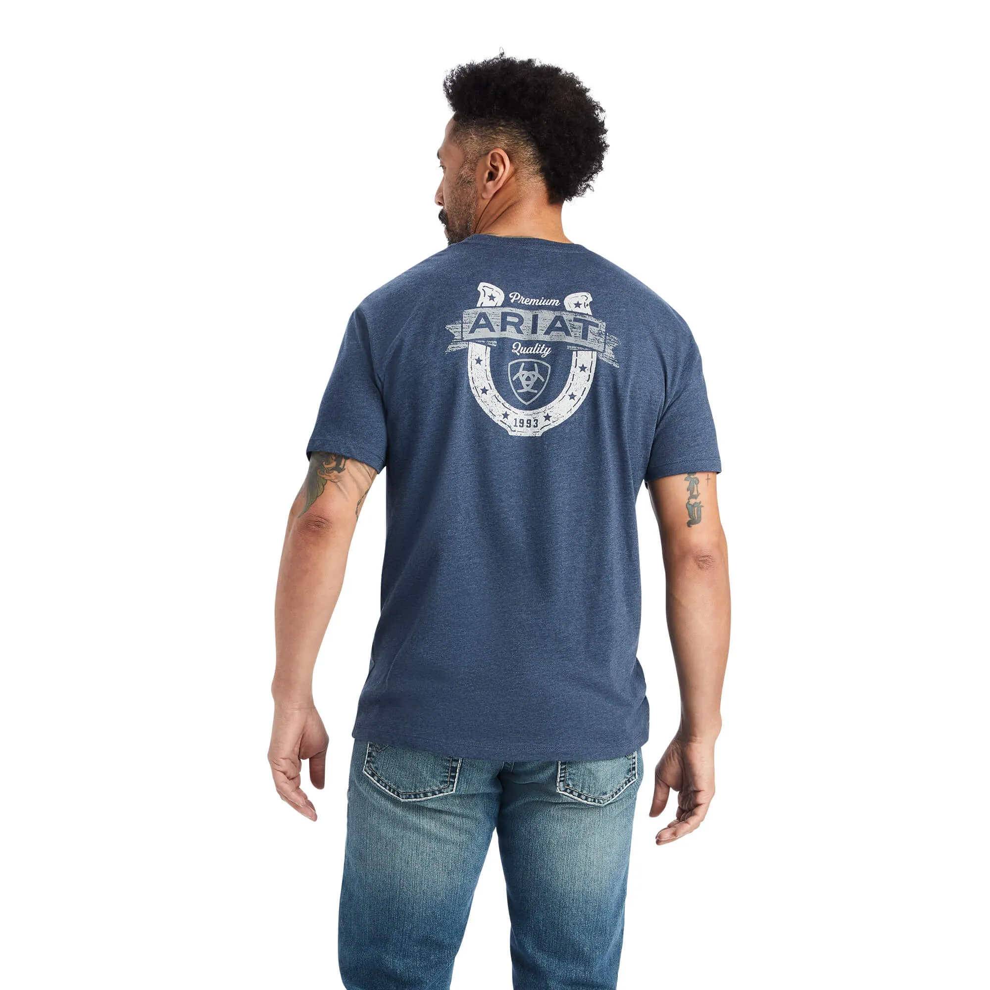 Ariat Men's Navy Lucky Horseshoe Tee