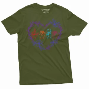ASL Heart Shirt Sign Language Shirt Deaf Gifts Sign Language Teacher Deaf Shirt ASL T Shirt