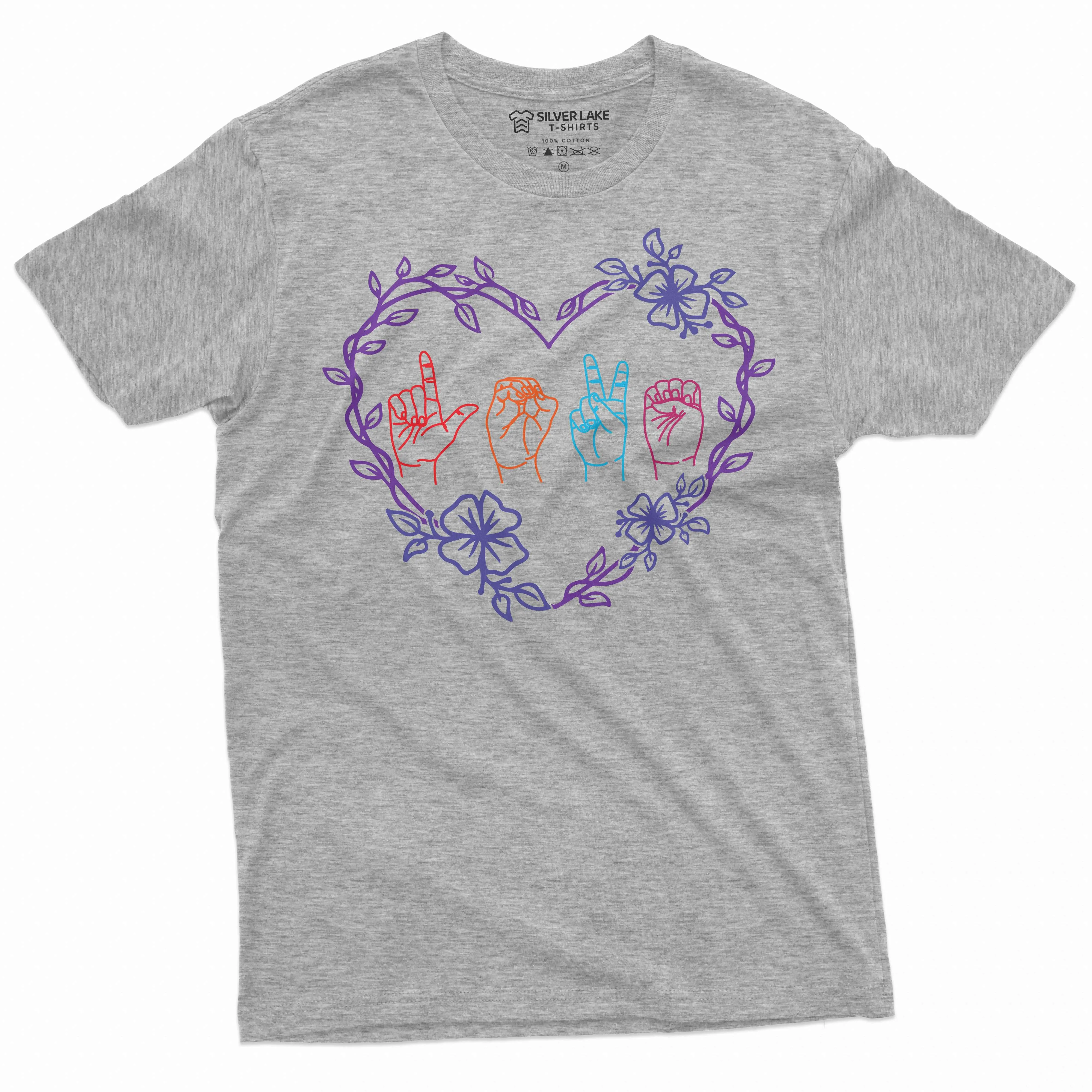 ASL Heart Shirt Sign Language Shirt Deaf Gifts Sign Language Teacher Deaf Shirt ASL T Shirt