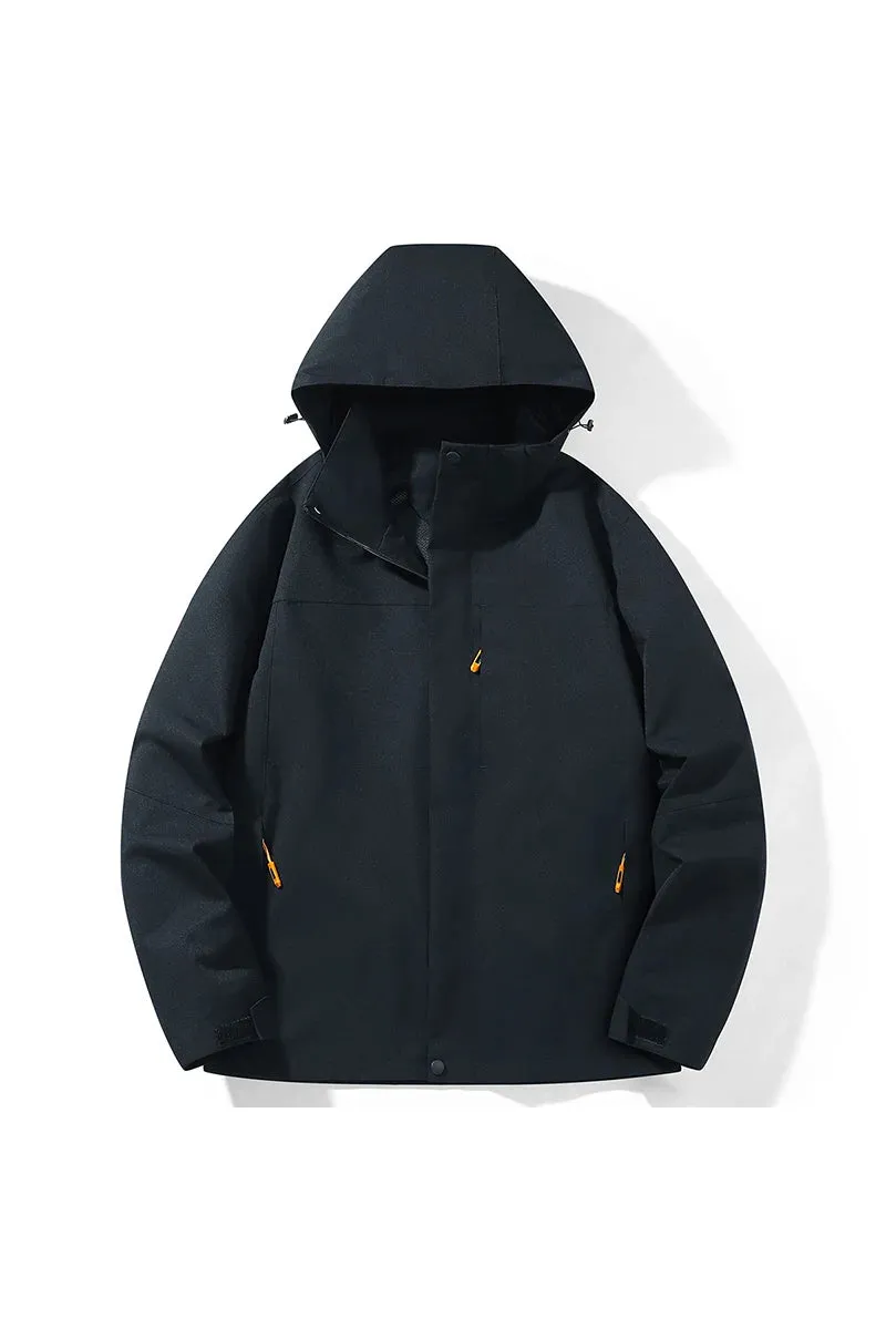 Autumn Men's/Women's Jacket Solid Color Versatile Loose Breathable Mountaineering Waterproof Coat Detachable Hat Men Windbreaker