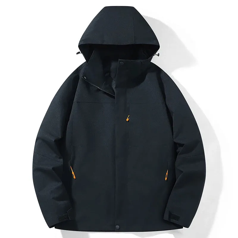 Autumn Men's/Women's Jacket Solid Color Versatile Loose Breathable Mountaineering Waterproof Coat Detachable Hat Men Windbreaker