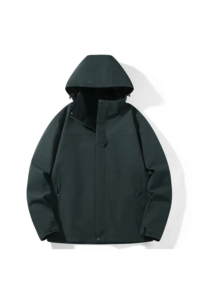 Autumn Men's/Women's Jacket Solid Color Versatile Loose Breathable Mountaineering Waterproof Coat Detachable Hat Men Windbreaker