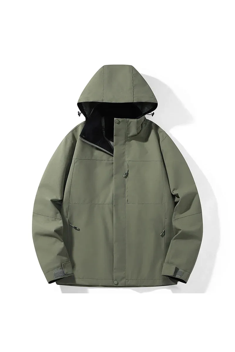 Autumn Men's/Women's Jacket Solid Color Versatile Loose Breathable Mountaineering Waterproof Coat Detachable Hat Men Windbreaker