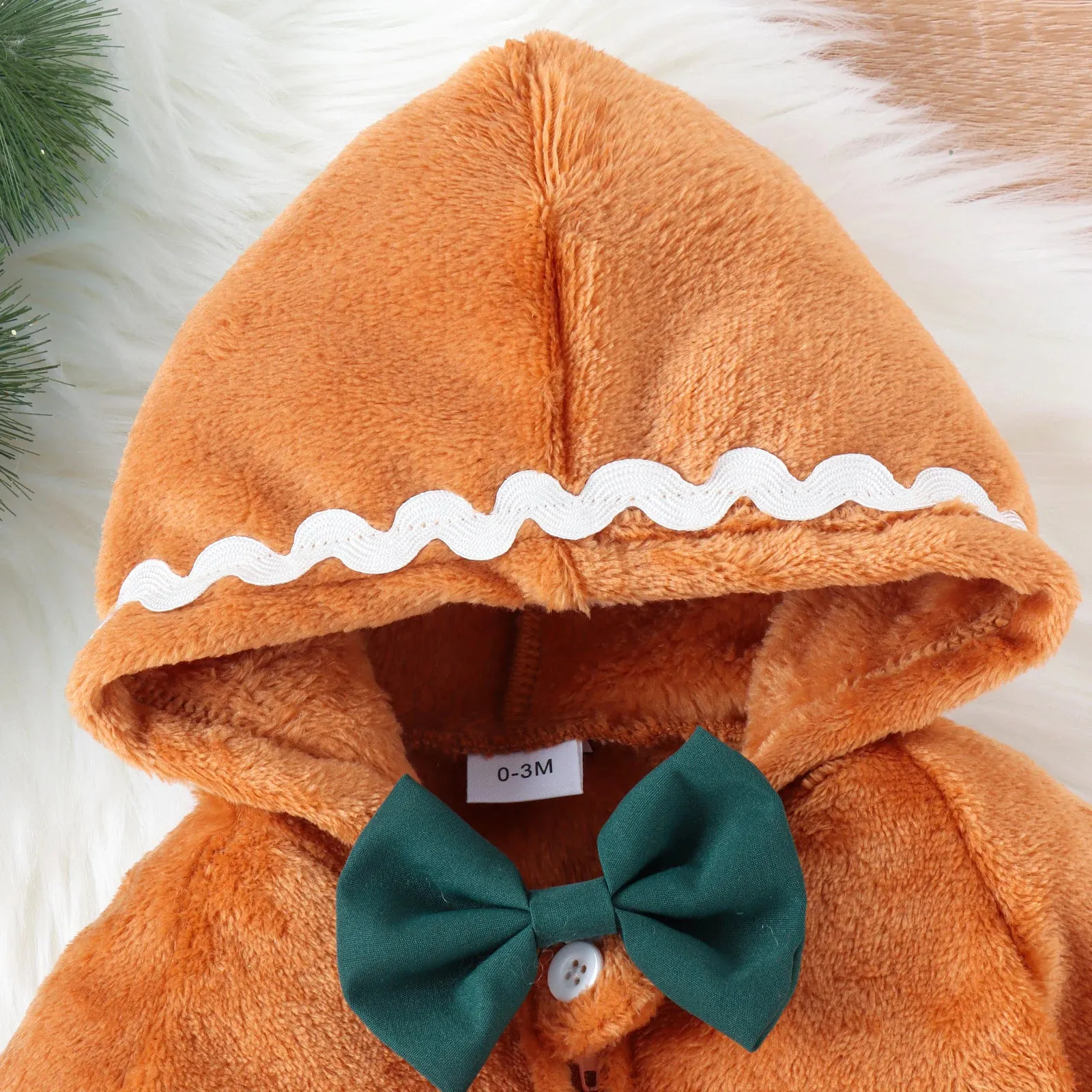 Baby Christmas Gingerbread Romper with Hood