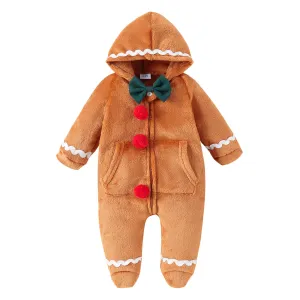 Baby Christmas Gingerbread Romper with Hood