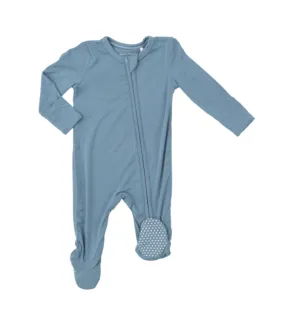 Bamboo 2 Way Zipper Footie - Blue Shadow