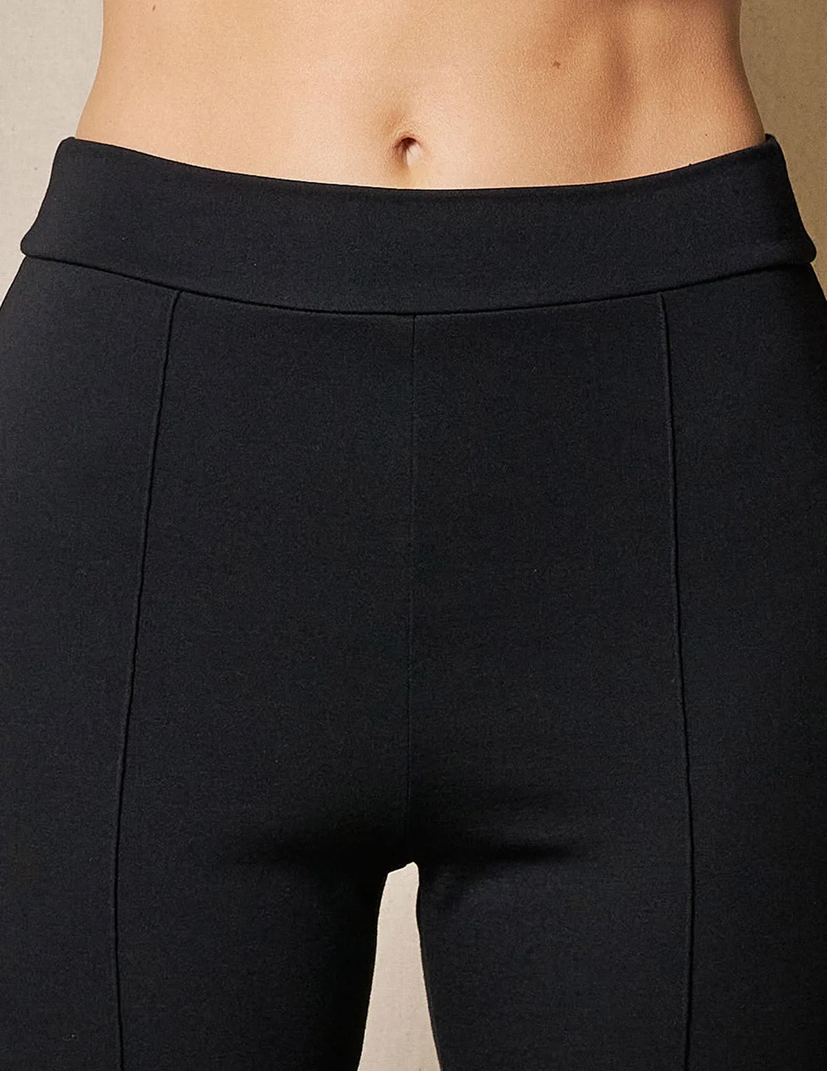 Bamboo Ponte Knit Flare Pants - Black