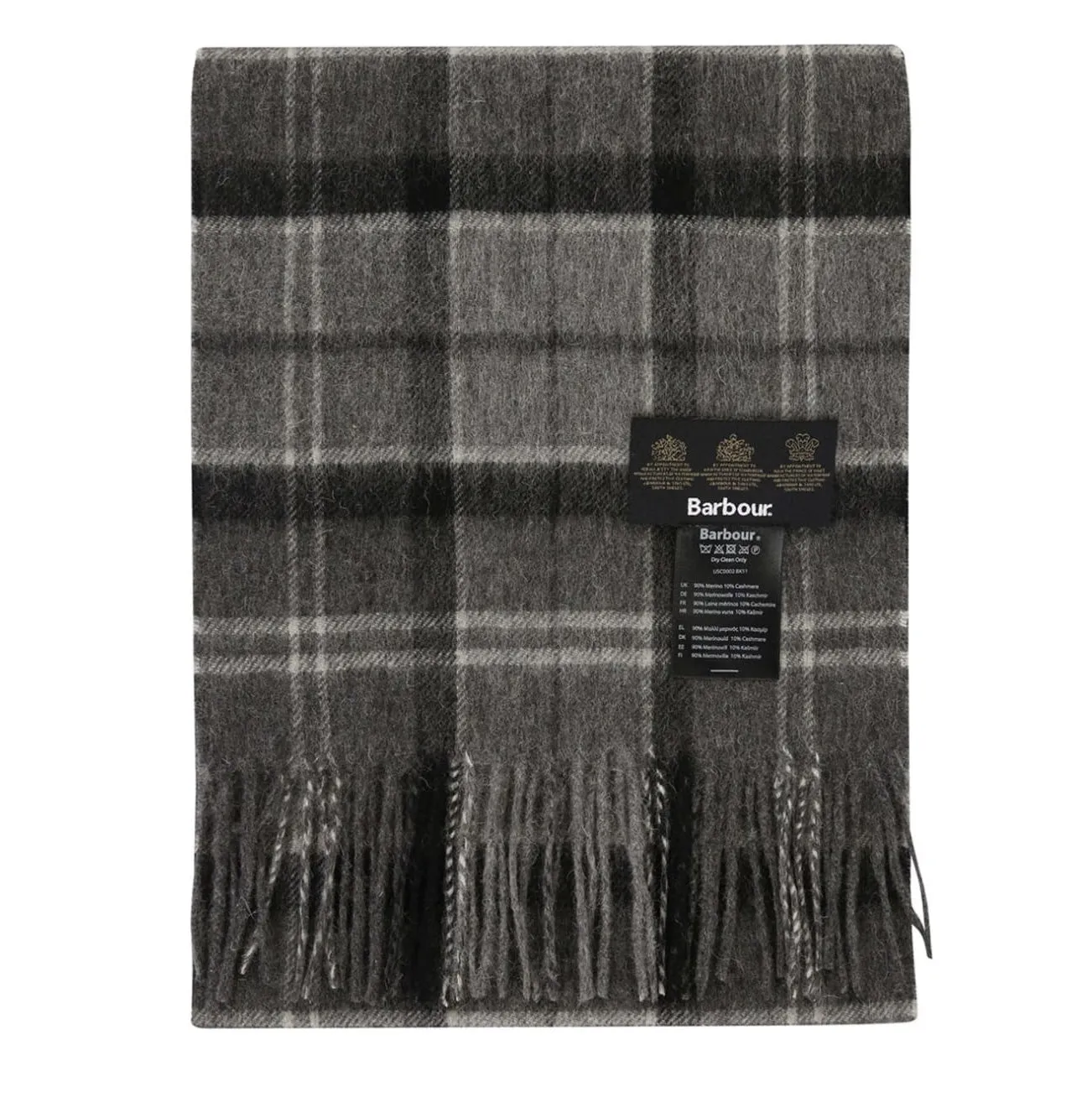 Barbour Merino Cashmere Black/Grey Tartan Scarf