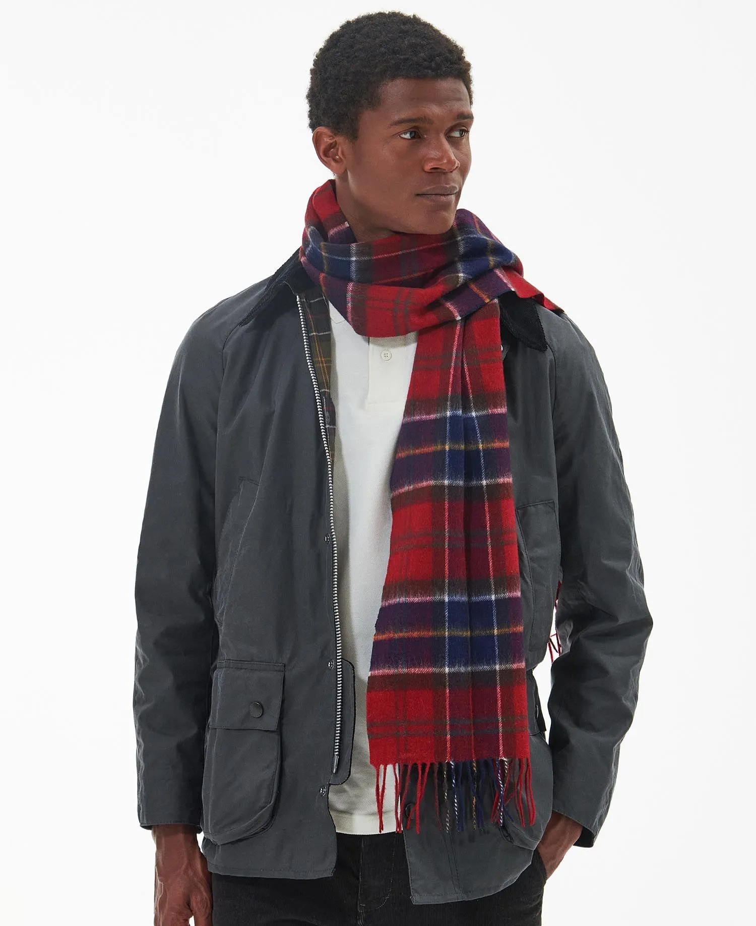Barbour Merino Cashmere Red Tartan Scarf