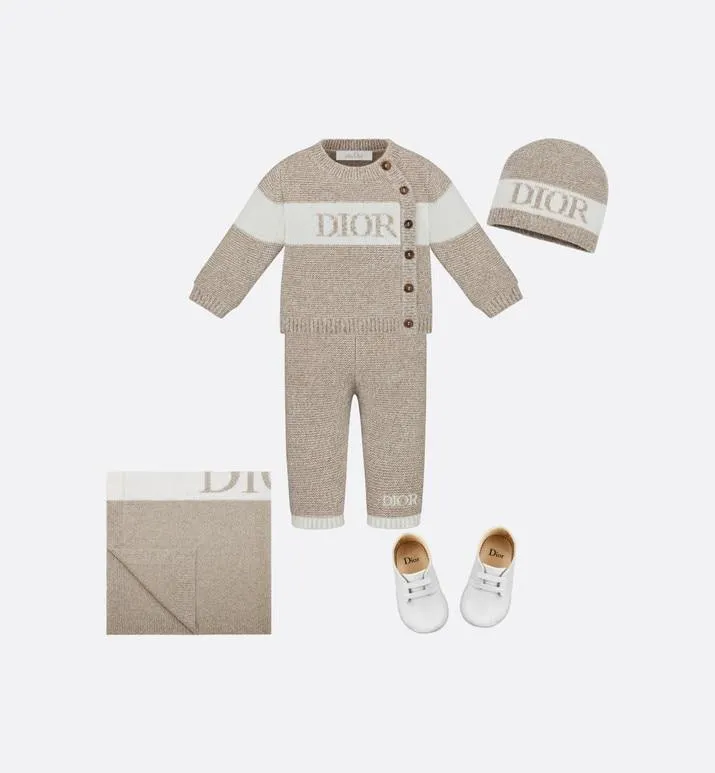 Beanie • Heathered Beige and Ivory Wool Tricot Knit and Cashmere
