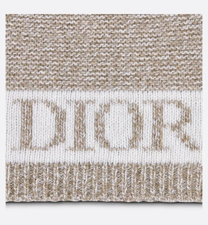 Beanie • Heathered Beige and Ivory Wool Tricot Knit and Cashmere